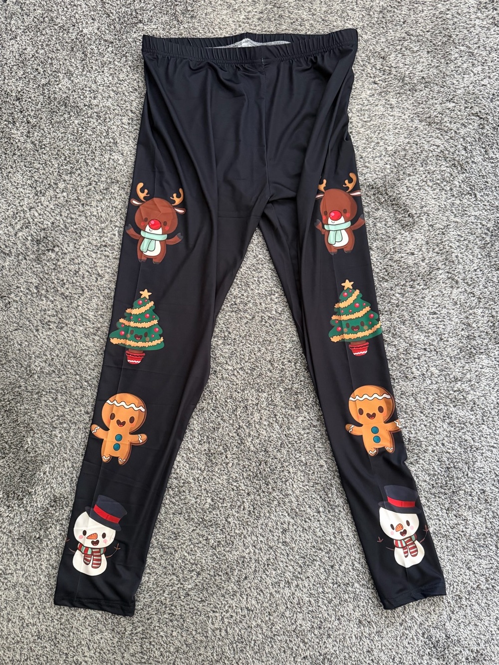 Black Cartoon Christmas Character Leggings Size XXL